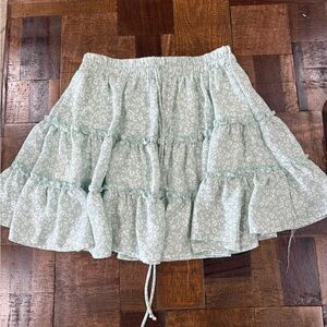 Altar’d State Green Leopard Ruffle Skirt